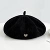 Retro Love Beret Women's Autumn and Winter Fashionable Versatile Painter's Hat with Big Head Circumference Showing Face Small Pumpkin Hat