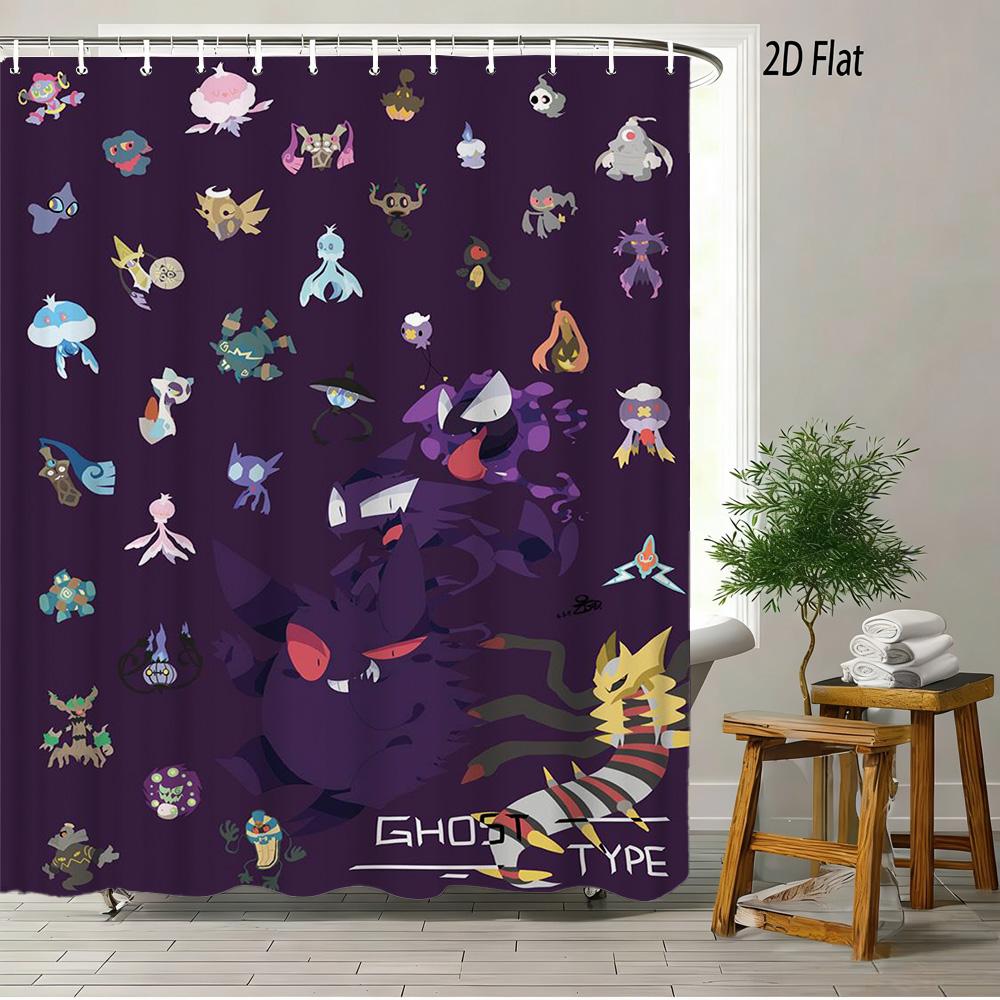 Dragon Ball Z Majin Buu (Fat Buu) Cheerful Pose Scene 2D Print Waterproof Shower Curtain, Vibrant Solid Purple Background With P