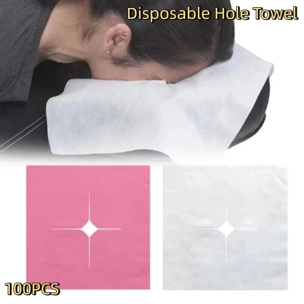 100PCS Non-woven Fabric Cross Hole Face Towel Dustproof Beauty Salon Face Towel  Beauty Bed