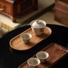 Modern Walnut Wood Rectangular Serving Tray Set