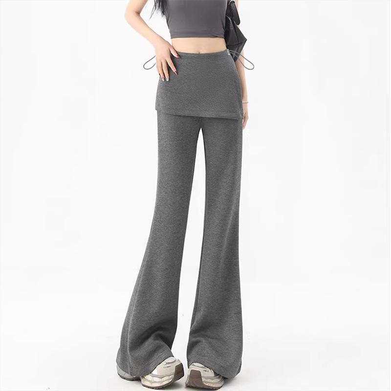 

Spring/Summer Maternity Slim Micro Flare Pants, Butt-Covering, Fake Two-Piece Casual Wear M темно-сірий