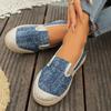 New Round Toe Comfortable Casual Women's Shoes Spring Autumn Elegant Breathable Shallow Mouth Blue Canvas Flat Shoes