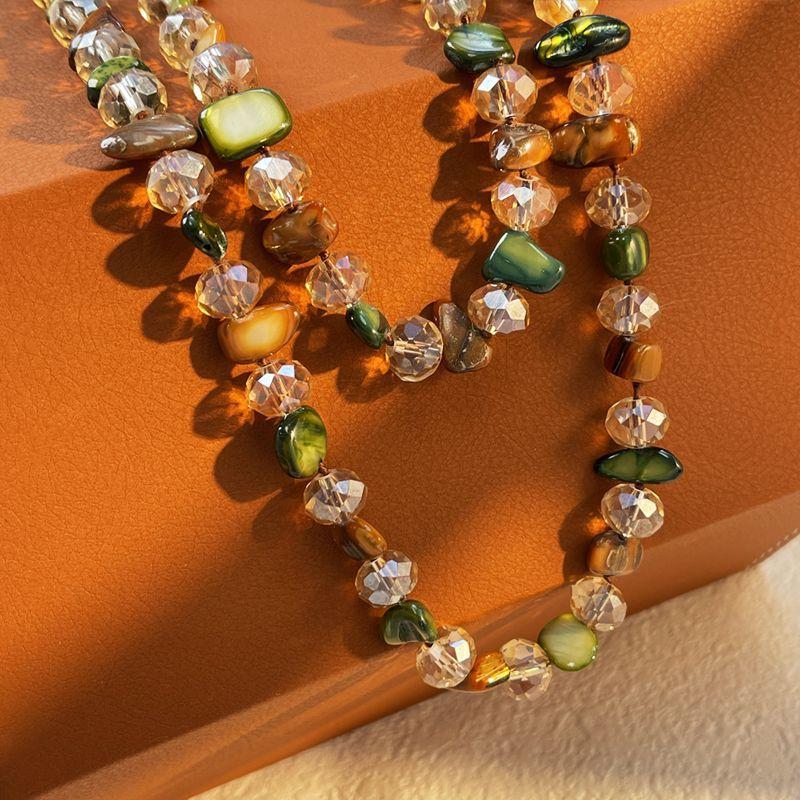 JMXD-120CM Long Shell Bead Crystal Necklace Hand Woven Colored Long Sweater Chain Candy Color Pearl Necklace