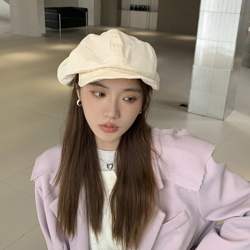 Japanese style thin beret female k-styleartsyretro newsboy hat trendy cloud octagonal hat casual street painter hat