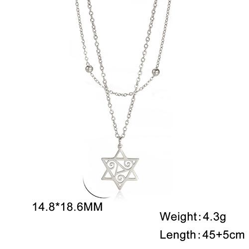 Dreamtimes Triple Spiral Triskelion Hexagram Necklace for Women Men Stainless Steel Pendant Star of David Je Jewelry Collar