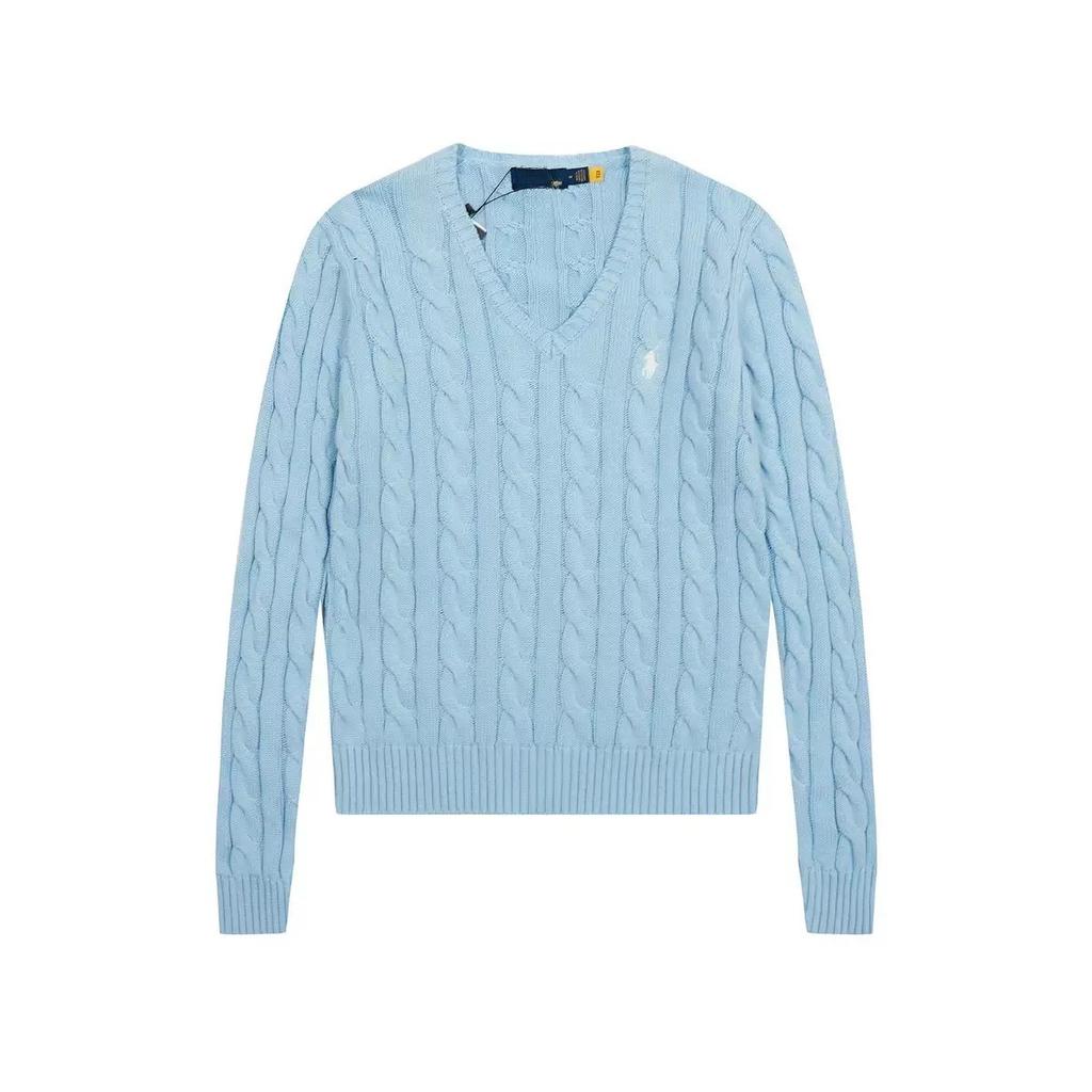 Women's Loose Long Sleeve Knitted Sweater Autumn Winter Inner Wear V-Neck Embroidered Pattern Tassel Twist Korean Style Top