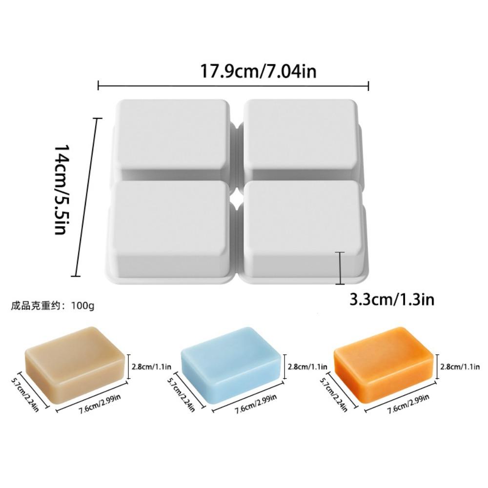 4 Cavity Rectangle Soap Mold Heat Resistant Food Grade Silicone Ice Cube Mold BPA Free Reusable DIY Dessert Mold Resin Art