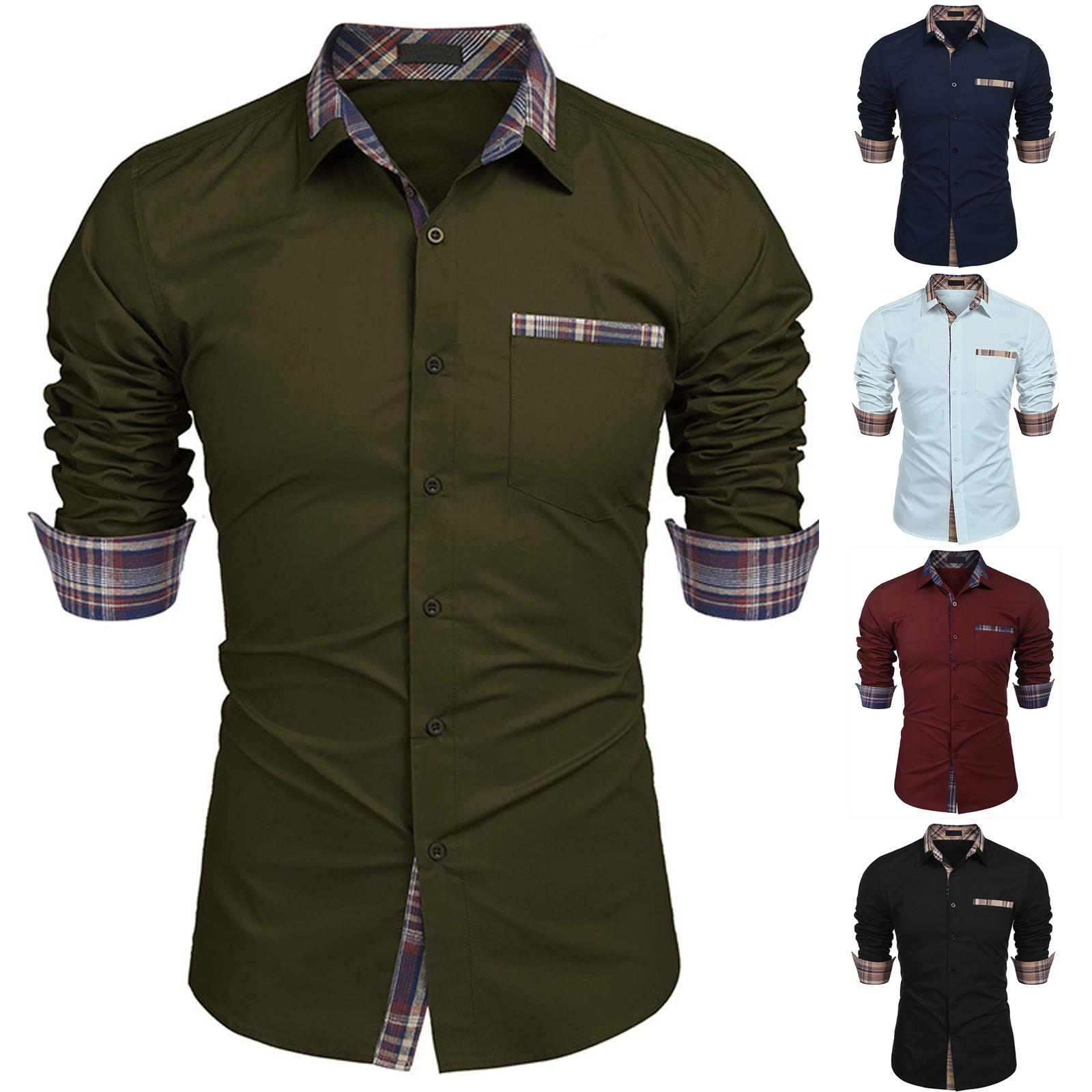 

Men Fashion Casual Slim Long Sleeve Shirts Business High-end Men Shirts
