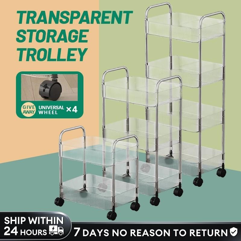 Transparenter Rollwagen Organizer Ständer Badezimmer Organizer Ständer Umzugs-Organizer Regal mit Rad