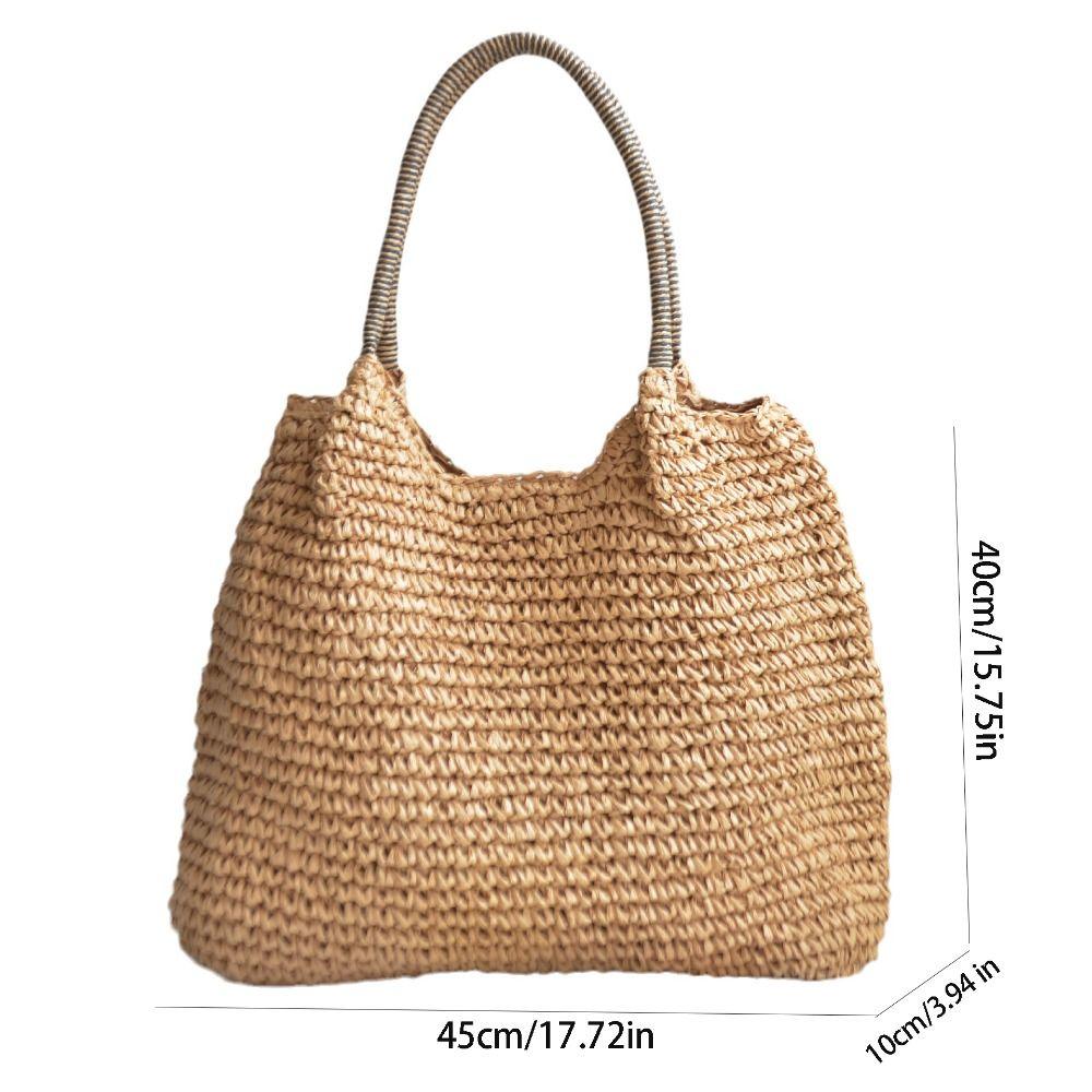 Bohemian Straw Shoulder Bag Breathable Summer Beach Bag Leisure Weave Tote Bag Women