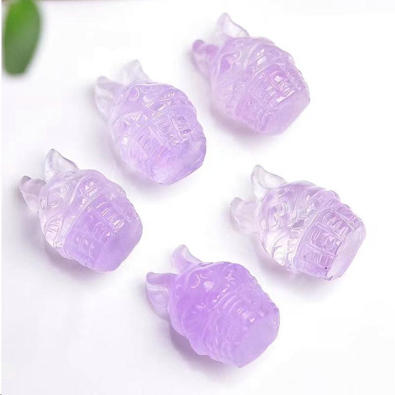 Amethyst Butterfly Flower Charm: Buddha, Nine-Tailed Fox, Cat, Rabbit, Crystal Bear Pendant