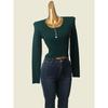 Fall 2024 New Arrival EU and South Korea Goods European Station Shoulder Bottoming Shirt High Waist Short Slimming Knitwear Tops Women