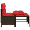 4 Piece Garden Sofa Set with Cushions Brown Poly Rattan