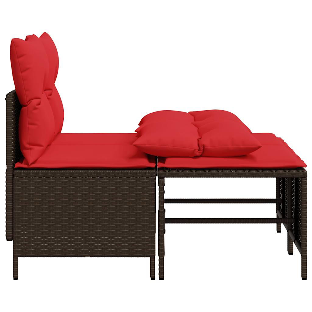 4 Piece Garden Sofa Set with Cushions Brown Poly Rattan