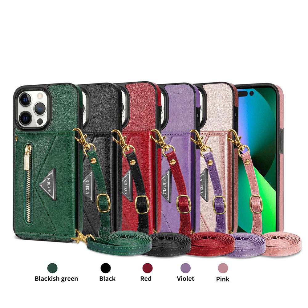 Zipper Crossbody Kickstand Case For iPhone 16 15 14 Plus 13 12 11 Pro Max XR XS 7 8 Long Lanyard Wallet Cards Slot Cover