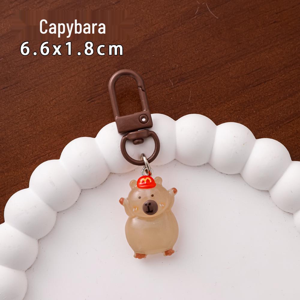 

Светящийся мультяшный брелок-капибара: Милая подвеска из смолы и маленький подарок