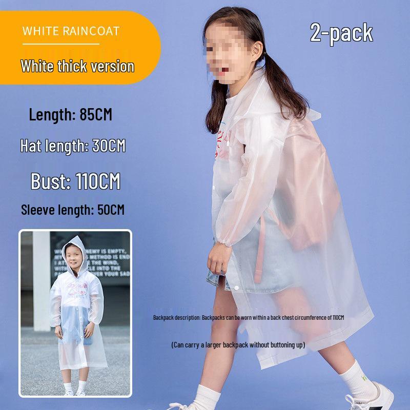Wasserdichter, transparenter Regenponcho für Kinder mit Platz für Rucksack - Verdicktes Einteiler-Design für Jungen & Mädchen