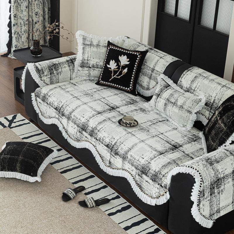 

Four Seasons Universal Chenier Non-Slip Cushion Cover Cover Fabric Towel New Light Luxury Leather Sofa Cushion Premium Sense 90*90cm