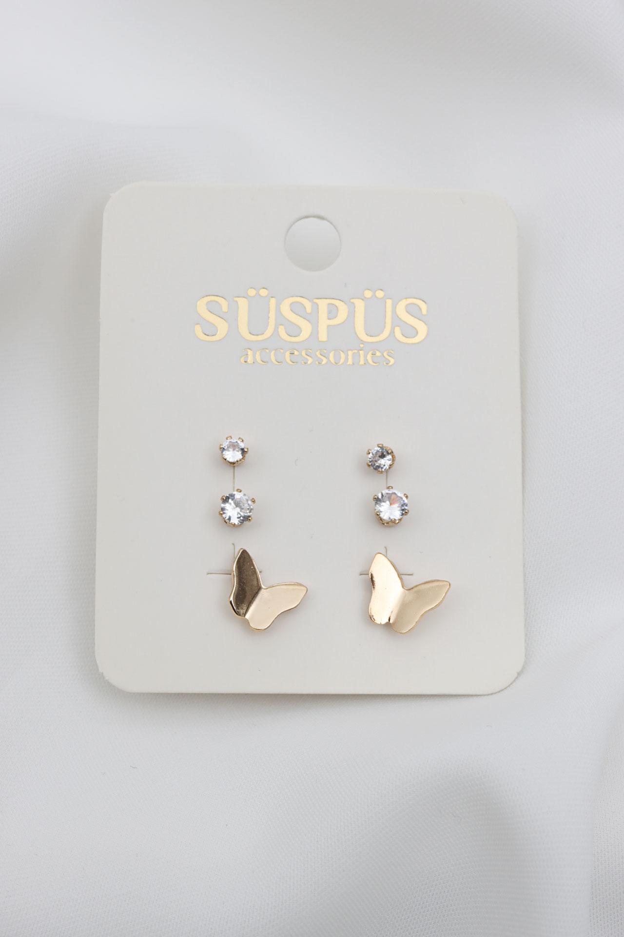 

Серьги золотого цвета с одним камнем, 6 шт.