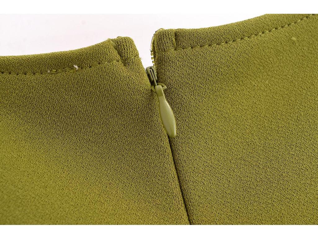 2025 Frühling Damen Europäischer & Amerikanischer Stil Krepp Slim Fit Rundhals Kurzarm Midi-Kleid