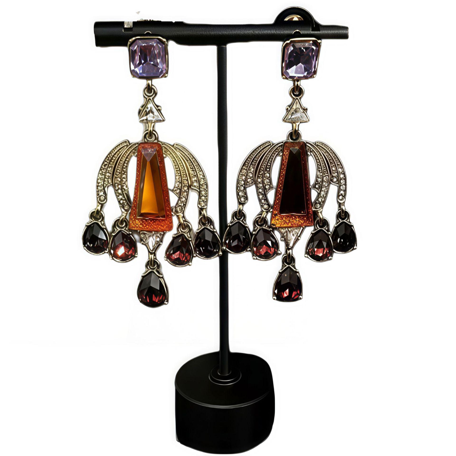 French Retro Floral Enamel Sterling Silver Earrings