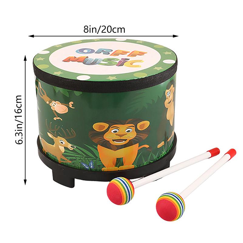 8 Inch Floor Drum With 2 Drum Mallets Preschool Toys Beat Instrument Ground Drum Percussion For Kids Christmas Birthday Gift