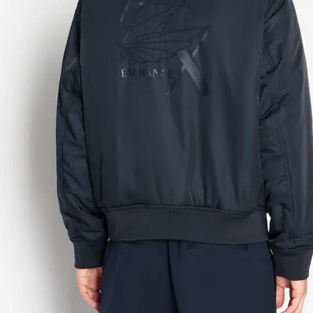 Armani Exchange FW23 Brand Logo Printed Zipper Casual Long Sleeve Cotton Jacket Men Jackets Navy-Blue 6RZB05-ZNUEZ-1510