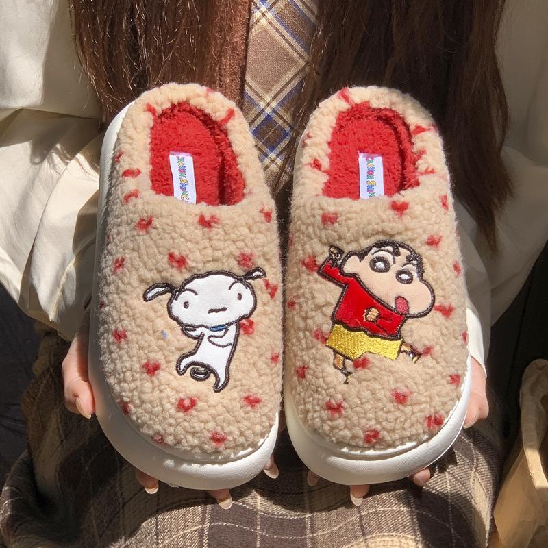 

Новые оригинальные лицензированные тапочки Крейон Шин-чан зимние домашние комнатные бархатные теплые толстоподошвенные парные хлопковые тапочки 44-45 хаки