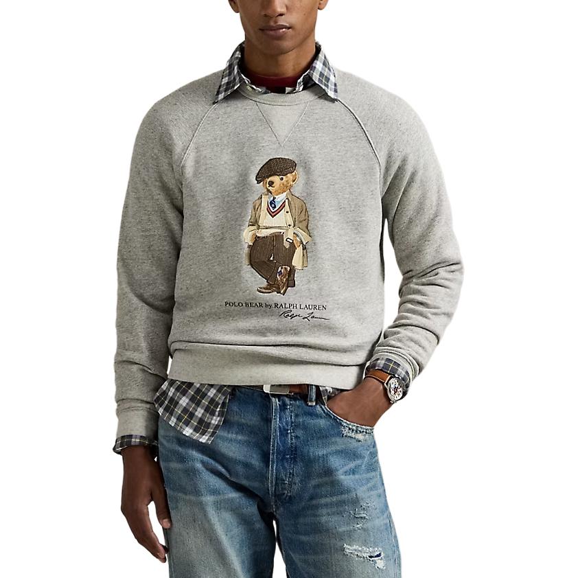 Polo Ralph Lauren Polo Bear Fleece Ribbed Embroidered Crewneck Sweatshirt Men sweatshirt 710980313-001