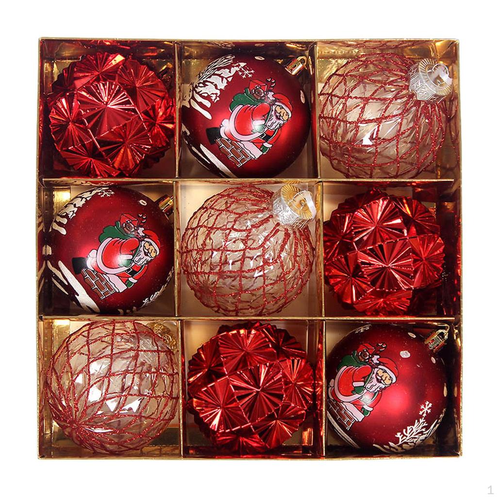 9Pcs Christmas Ball Baubles Xmas Tree Hanging Pendants Party Supplies Decor for Window Yard