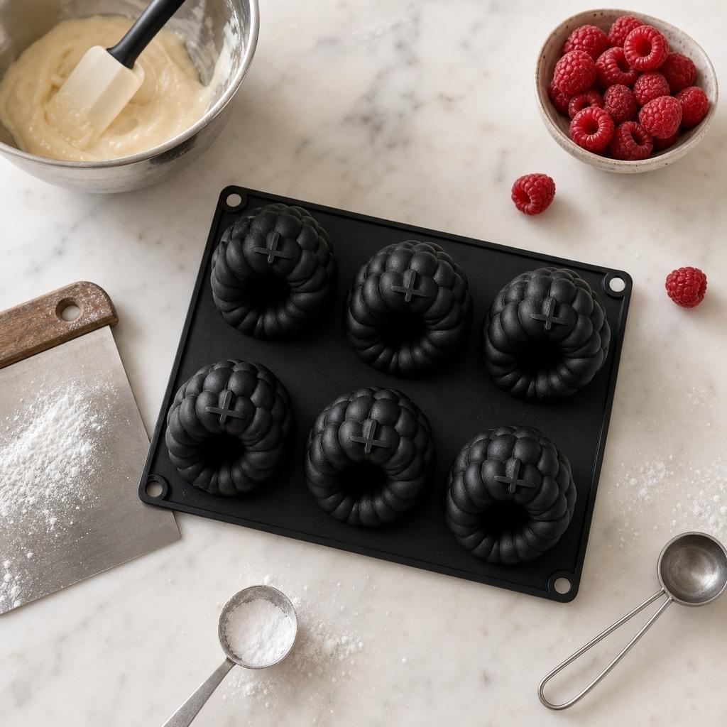 6 Cavity Large Raspberry Silicone Mold Food Grade Flexible Non Stick Baking Mold for French Desserts Pastry Chocolate Jelly Candy Making