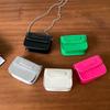 Silver bag mni shoulder minimalist style small square bag cute leather lipstick messenger chain bag female