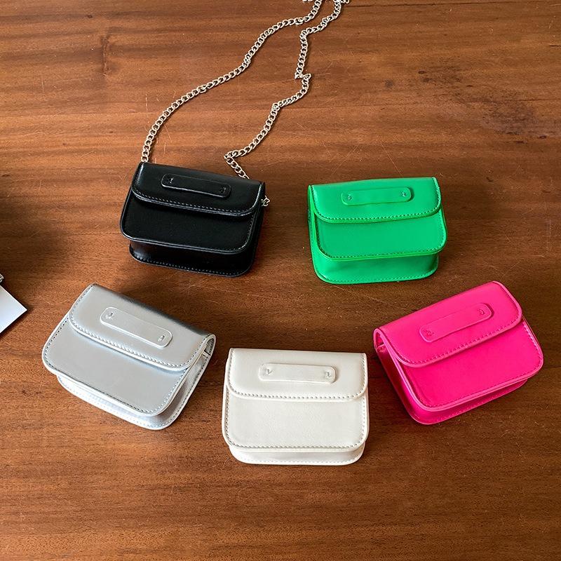 Silver bag mni shoulder minimalist style small square bag cute leather lipstick messenger chain bag female