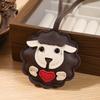Trendy PU Leather Sheep Keychain Lightweight Soft Lamb Keyring Cartoon Animal Round Heart Bag Charm Coworker