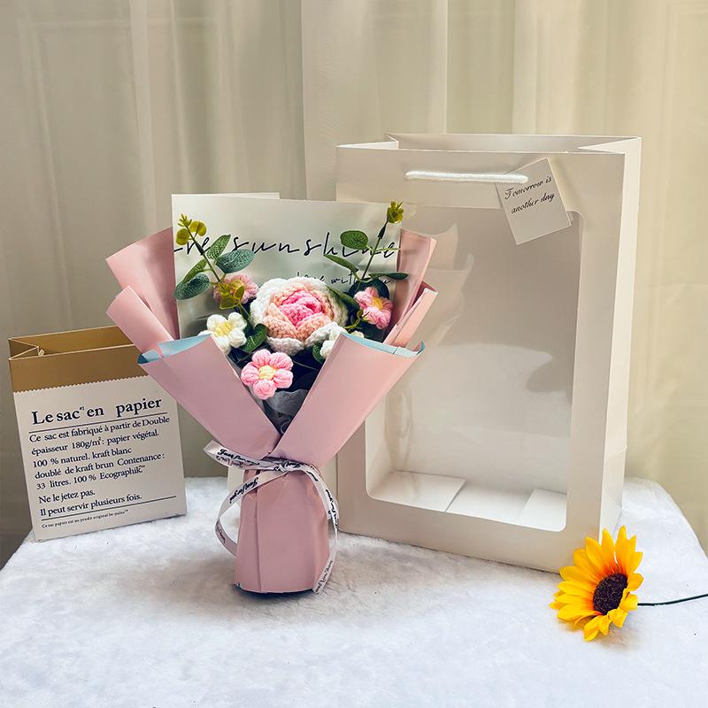 Handmade Yarn- Knit Soap Flower Bouquet for Valentine s Day