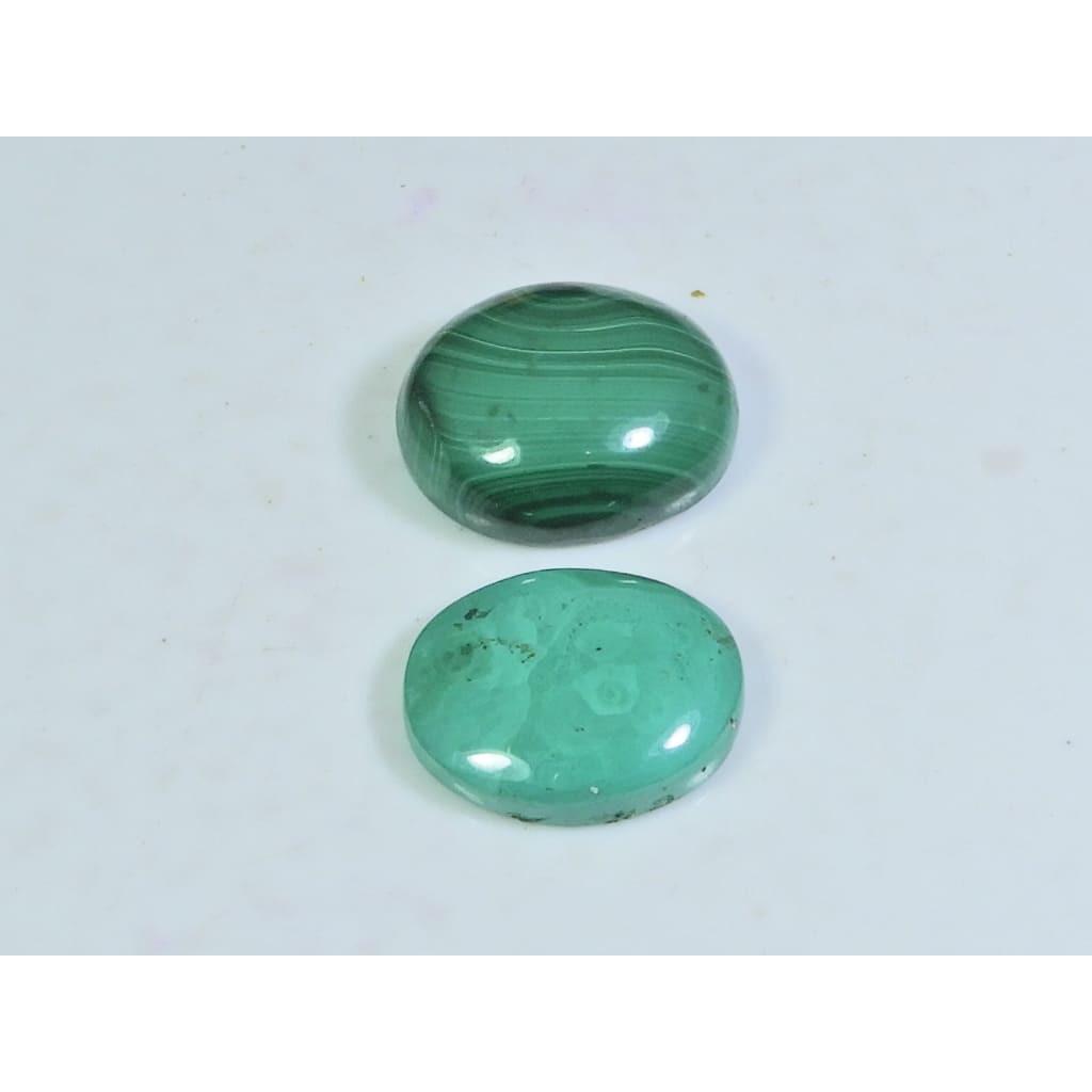 14X18-15X18MM Natural Green Malachite Oval Cabochon Loose Gemstone 2Pcs Lot A-573
