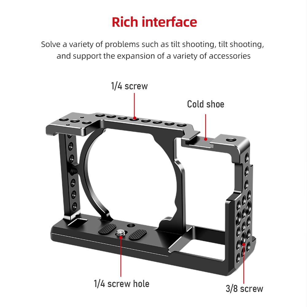 Kamerabur Aluminiumlegering Kameravideobur med Topphandtag Blixtskofäste 1/4 tum & 3/8 tum