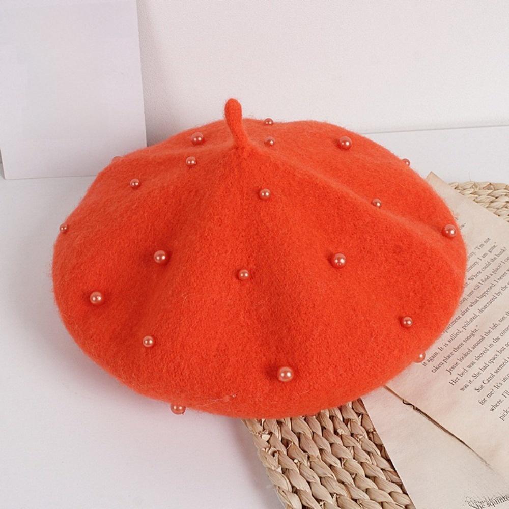 Woolen Children's Beret Solid Color Painter Hat Sweet Baby Wool Hat  Baby