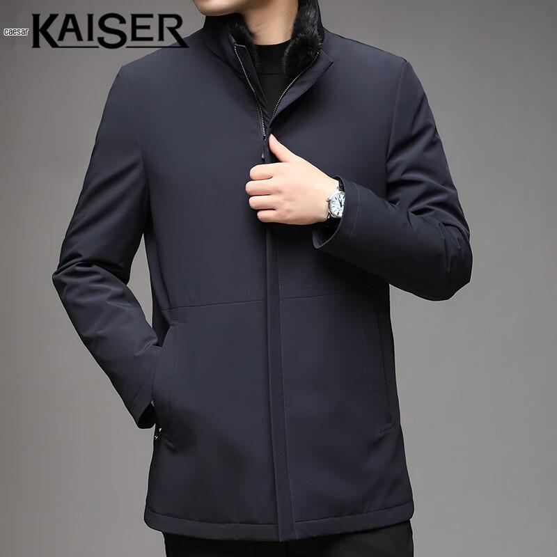 Kaiser Men's Mink Collar Mid-Length Down Jacket with Rabbit Fur Lining