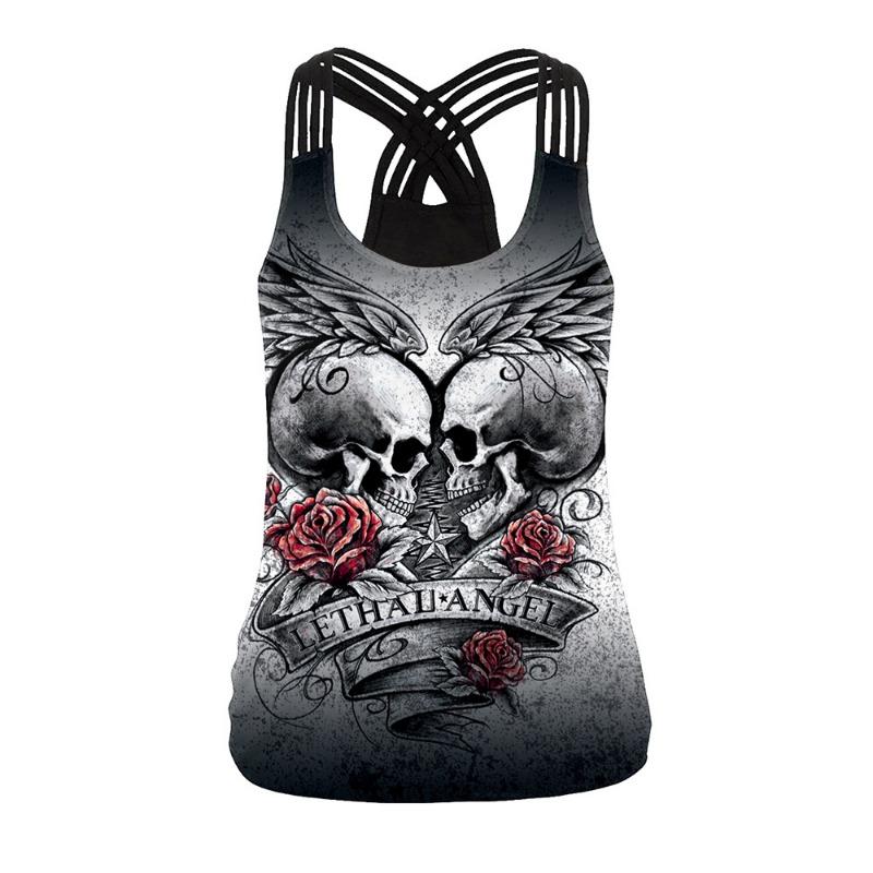 

Летний новый Хэллоуин новый топ-крест на лямках с принтом черепа женский L