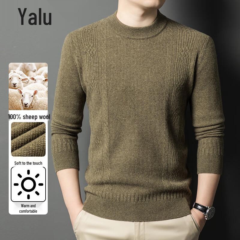Yalu Men's 100% Wool Thickened Pullover Sweater