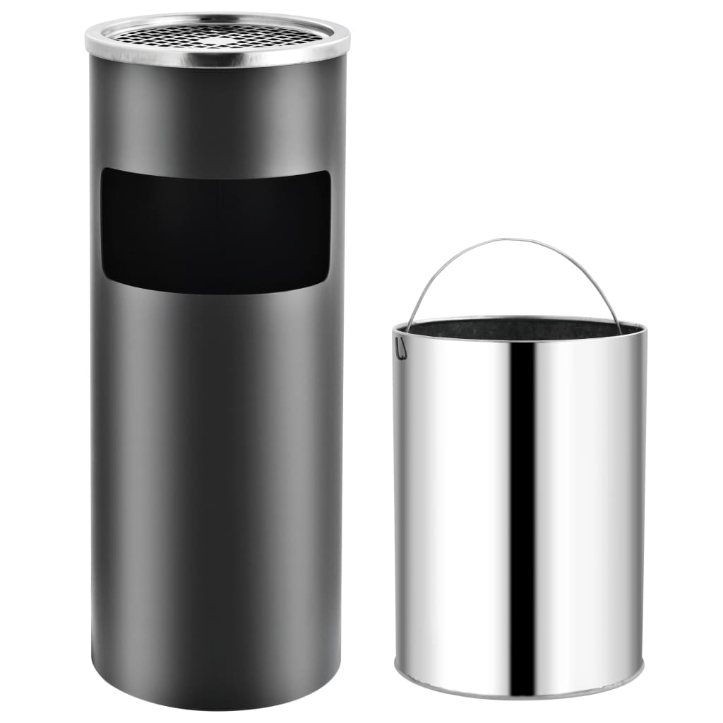 Floor standing ashtray bin 30 L steel gray