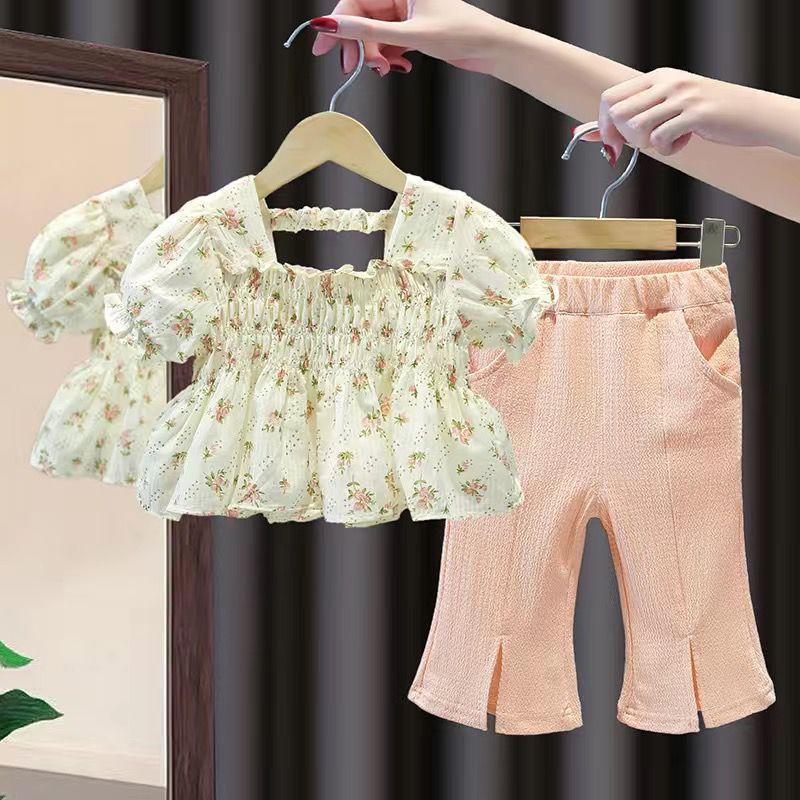 Girls Summer Fashion Two Piece Set Casual Mosquito Proof Pants Baby Stylish Outfit 80cm