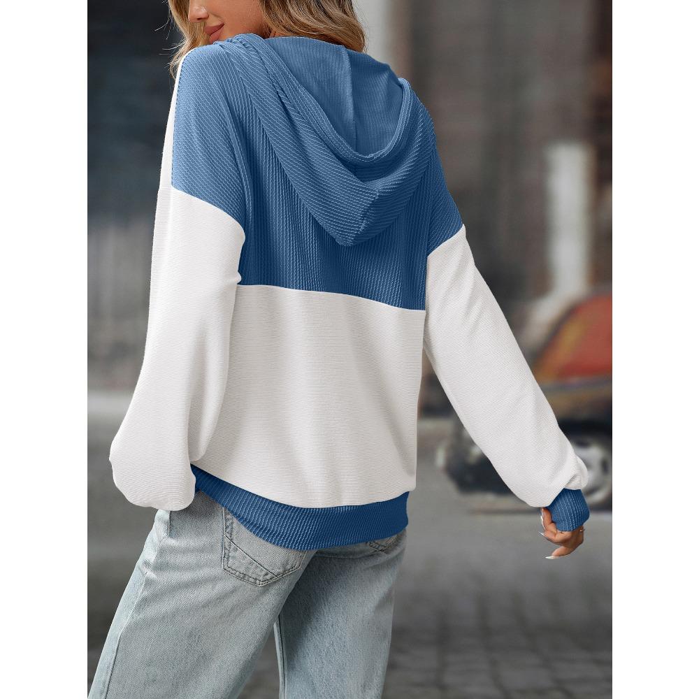 Sweat à capuche d'automne pour femmes avec poche contrastée