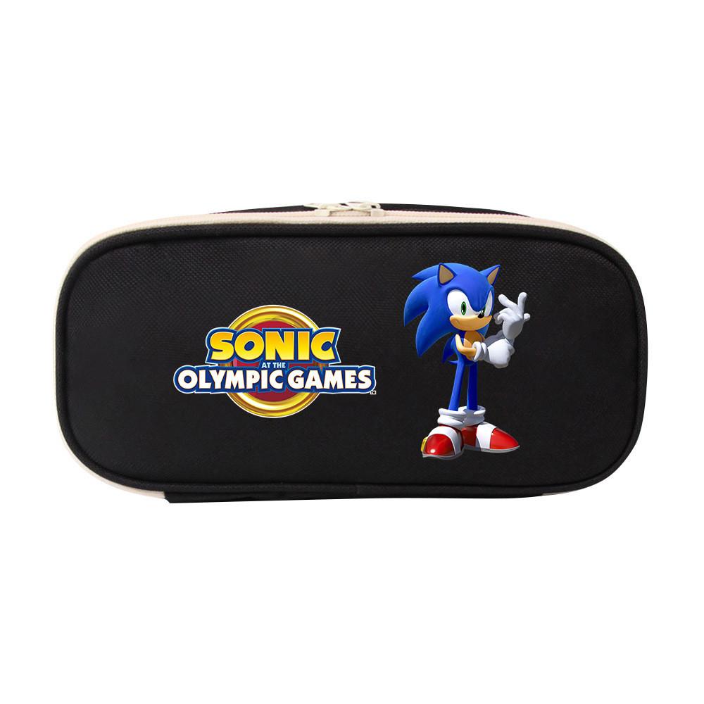 Sonic The Hedgehog Student Pencil Case Canvas Large Capacity Zipper Pen Bag For School Supplies And Teen Gift