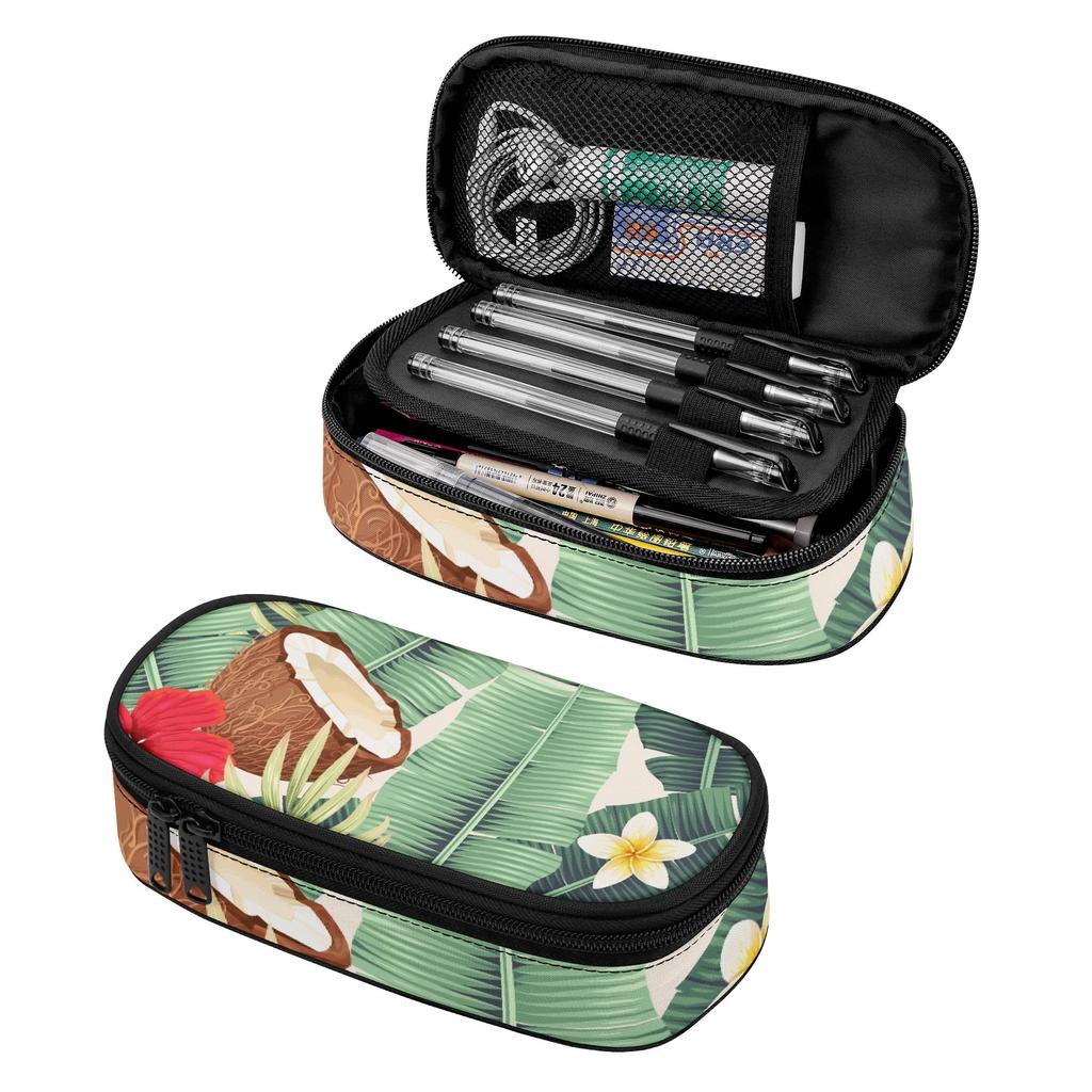 Pencil Case Simple Design 300D Polyester Secure Zipper with Mesh Divider Pen Holders and Spacious Main Compartment for Students