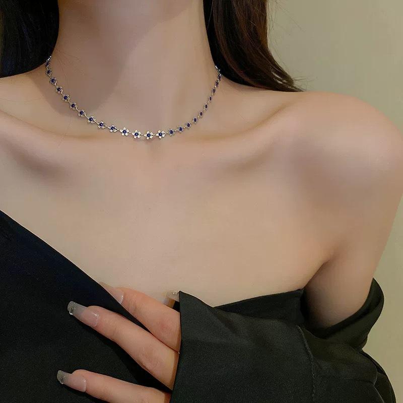 Korean cold wind diamond love pearl necklace Internet celebrity niche design temperament collarbone chain necklace women
