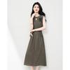 Korean Style Minimalist and High-end Solid Color Dress with Loose Small Stand Up Collar and Sleeveless Long Skirt