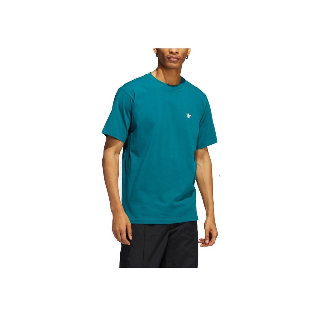 Adidas Originals Solid Color Logo Sports T-shirt Unisex Tops Green HE2905