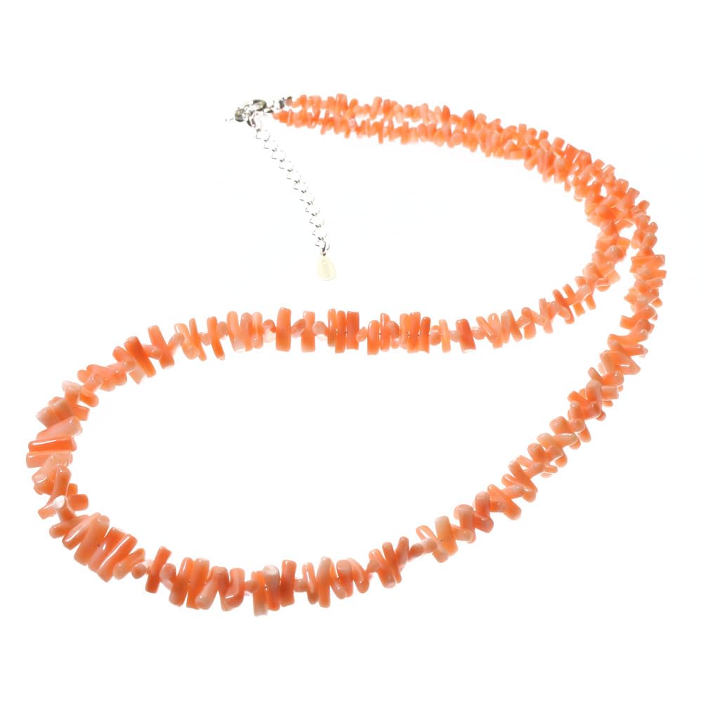 

Pink deep sea coral Yatara necklace in silver, undyed.